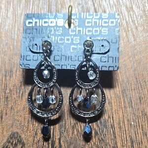 NWT Chico's Black and Silver Dangle Earrings